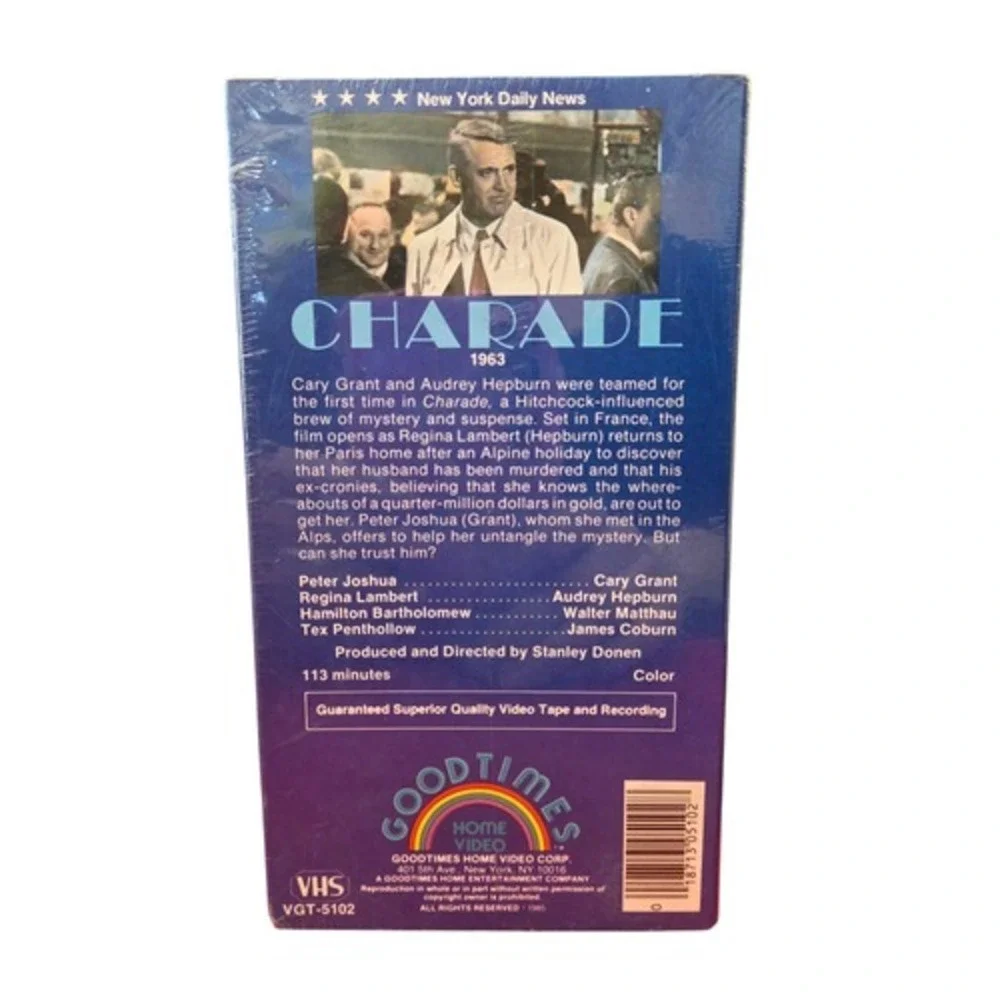 1985 Goodtimes Video VHS Charade 1963 Movie Audry Hepburn Cary Grant - Sealed